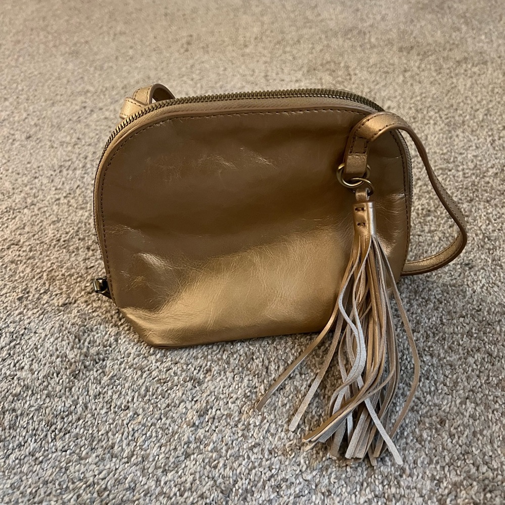 HOBO Gold Leather Crossbody Bag